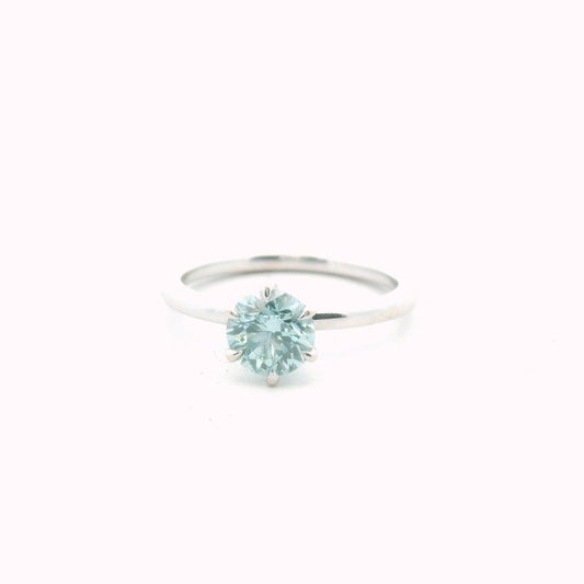 14K White Gold Lab Created Blue Diamond Engagement Ring