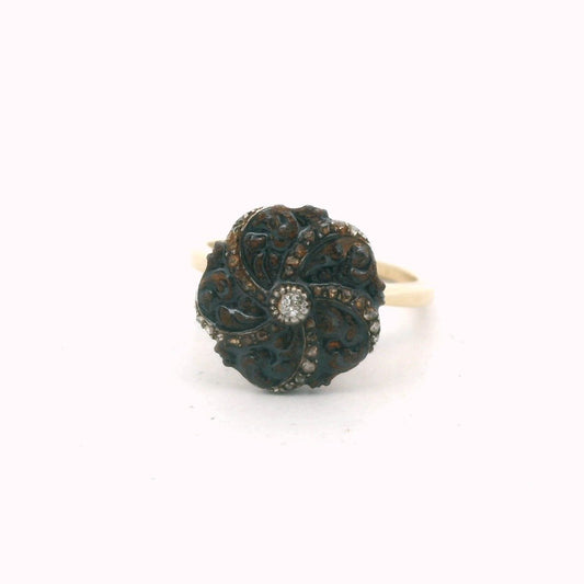 Vintage 14K Yellow Gold Diamond Cocktail Ring