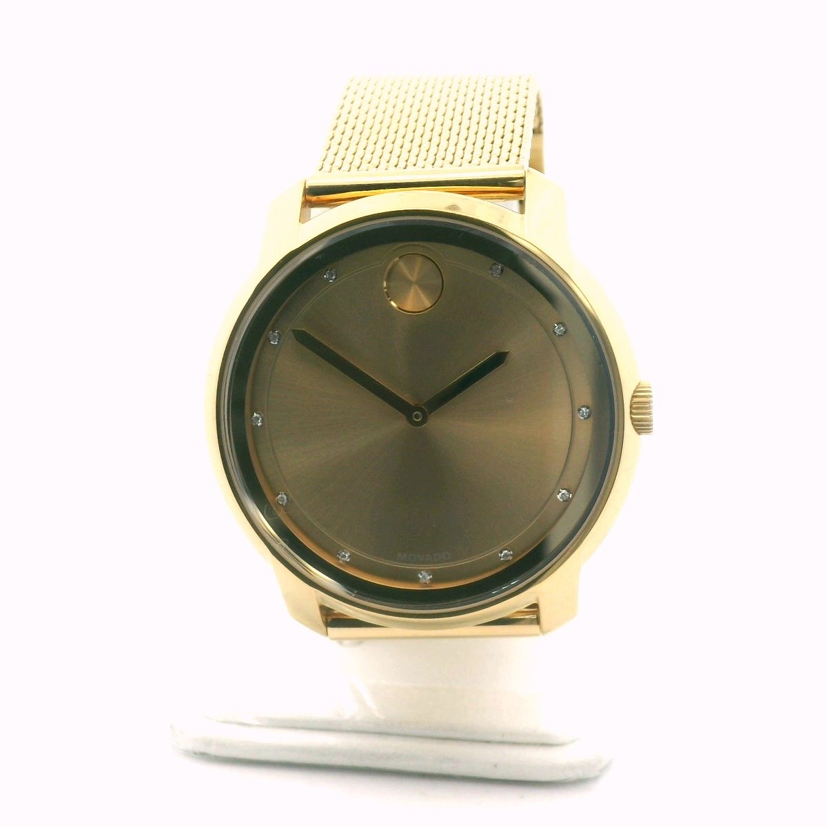 Movado Bold Gold Plated Stainless Steel Diamond Quartz Watch