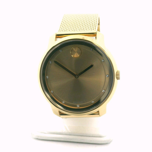 Movado Bold Gold Plated Stainless Steel Diamond Quartz Watch