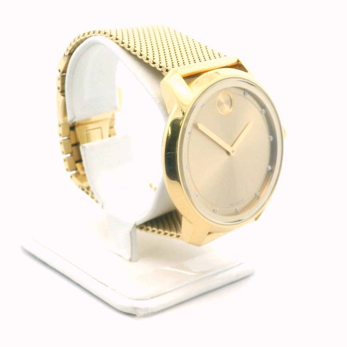 Movado Bold Gold Plated Stainless Steel Diamond Quartz Watch