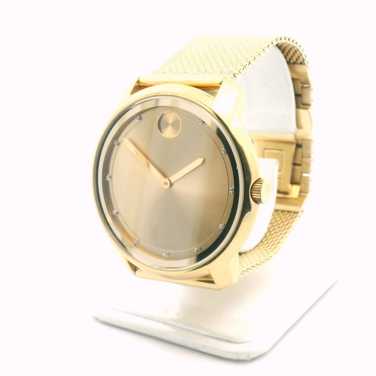 Movado Bold Gold Plated Stainless Steel Diamond Quartz Watch