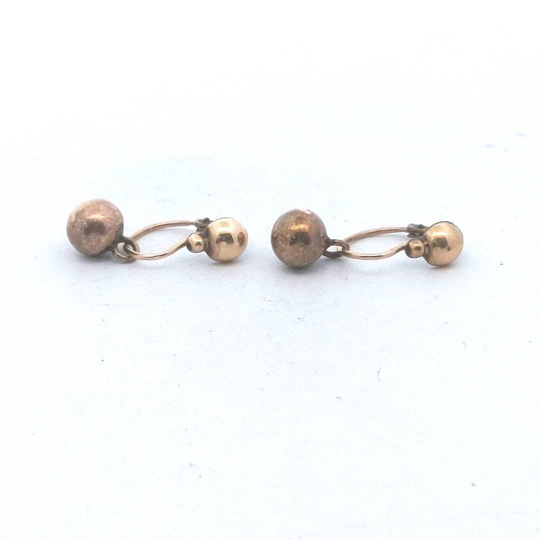 Antique 10K Yellow Gold Ball Drop Earrings