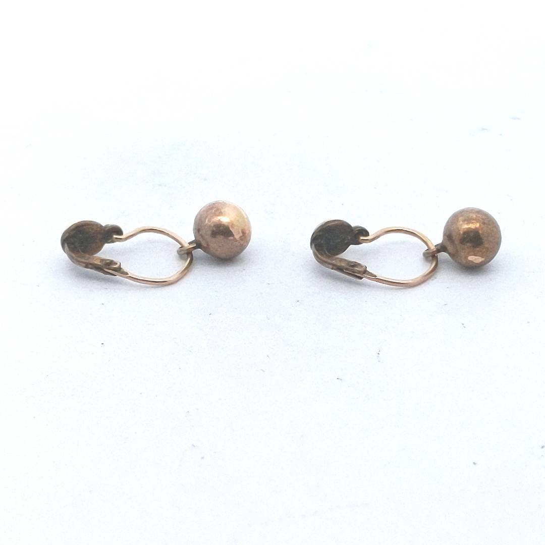 Antique 10K Yellow Gold Ball Drop Earrings