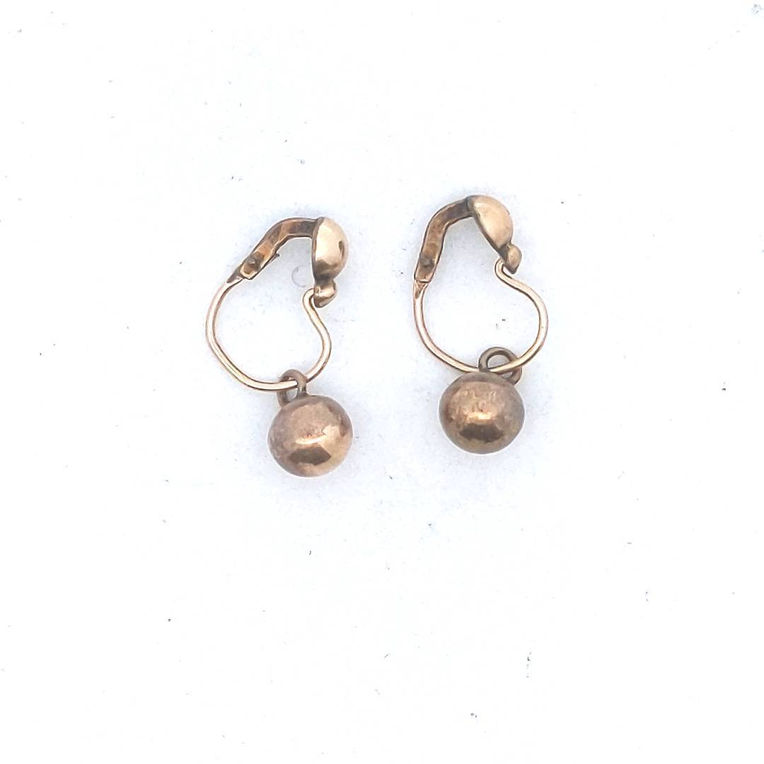 Antique 10K Yellow Gold Ball Drop Earrings