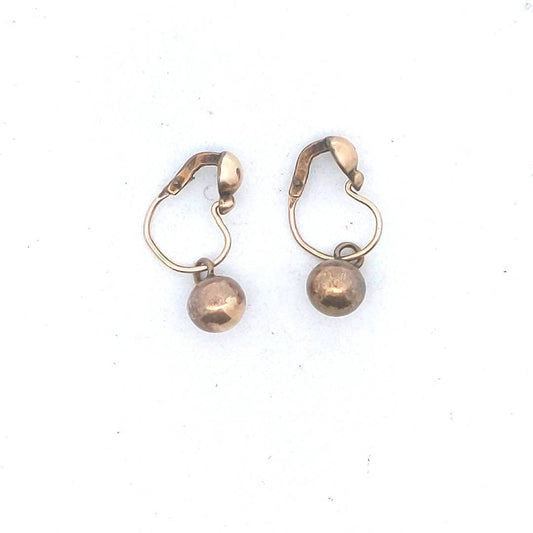 Antique 10K Yellow Gold Ball Drop Earrings