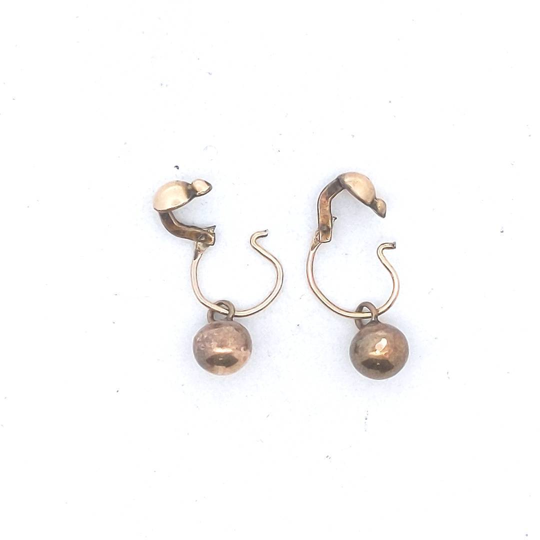 Antique 10K Yellow Gold Ball Drop Earrings