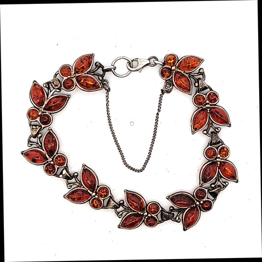 Sterling Silver Amber Butterfly Bracelet