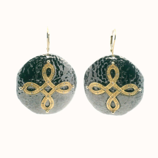 EA Sterling Silver Hand Hammered Diamond Infinity Earrings