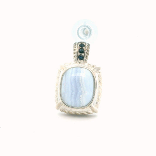 Judith Ripka Sterling Silver Blue Lace Agate Sapphire Pendant