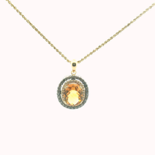 LeVian 14K Yellow Gold Diamond & Checerboard Cut Citrine Necklace
