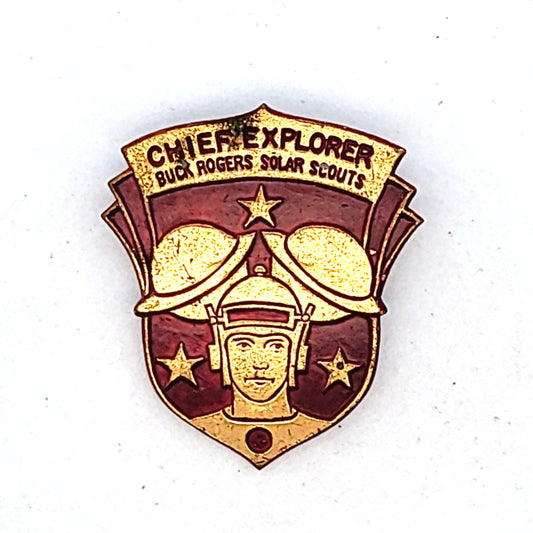 Vintage 1936 Buck Rogers Solar Scouts Chief Explorer Base Metal Badge
