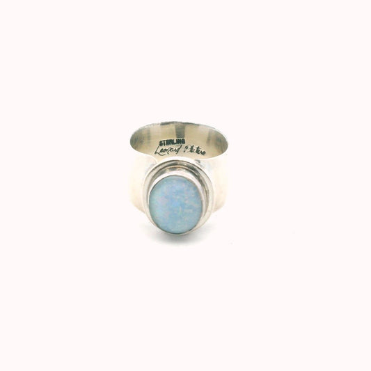 Leonard Plotero Sterling Silver Opal Triplet Navajo Ring