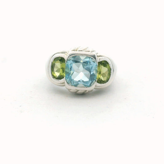 Judith Ripka Sterling Silver Blue Topaz & Peridot Ring