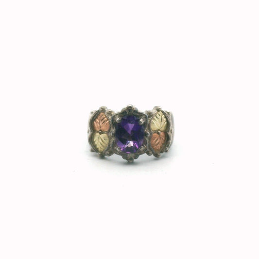 Sterling Silver & 12K Two Tone Gold Amethyst Ring