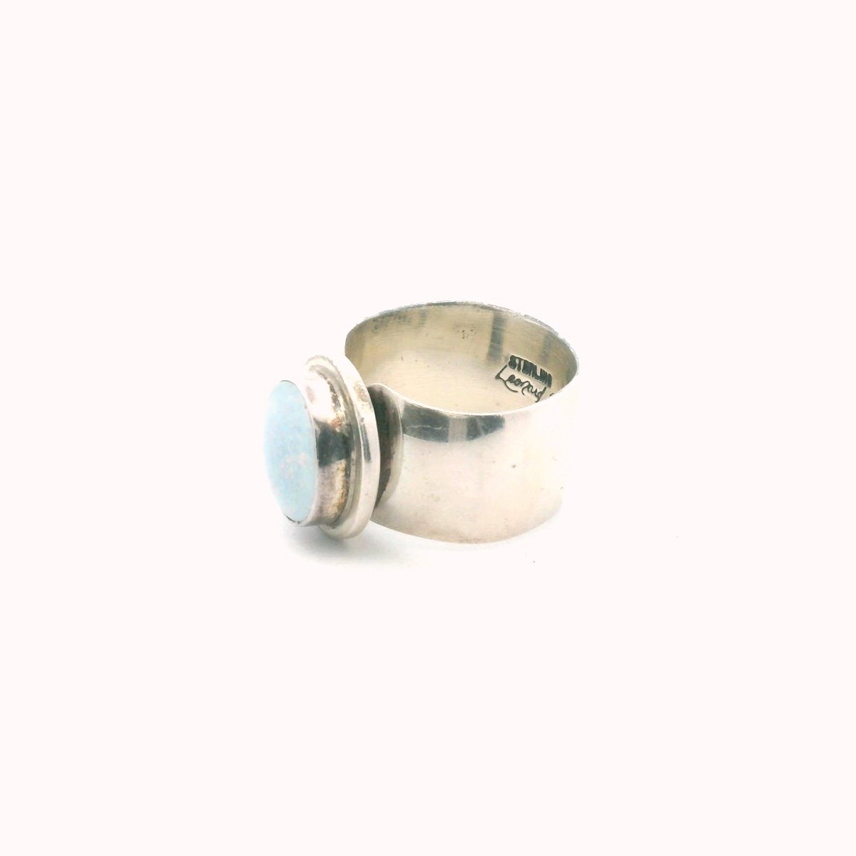 Leonard Plotero Sterling Silver Opal Triplet Navajo Ring
