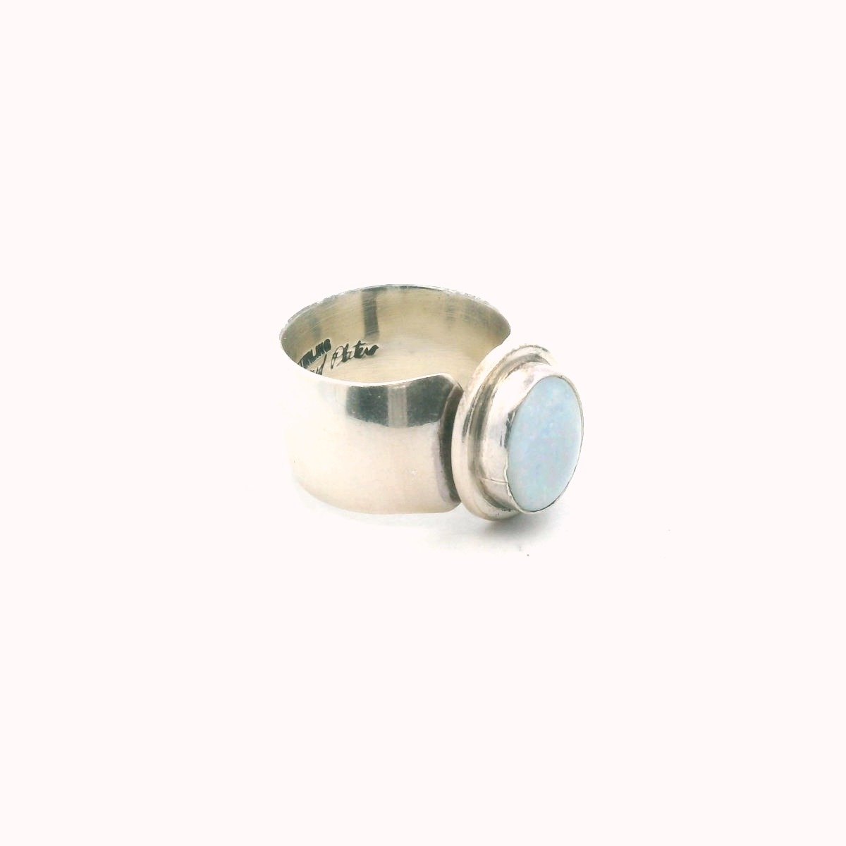 Leonard Plotero Sterling Silver Opal Triplet Navajo Ring