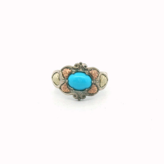 Sterling Silver & 12K Multi-Tone Gold Turquoise Ring