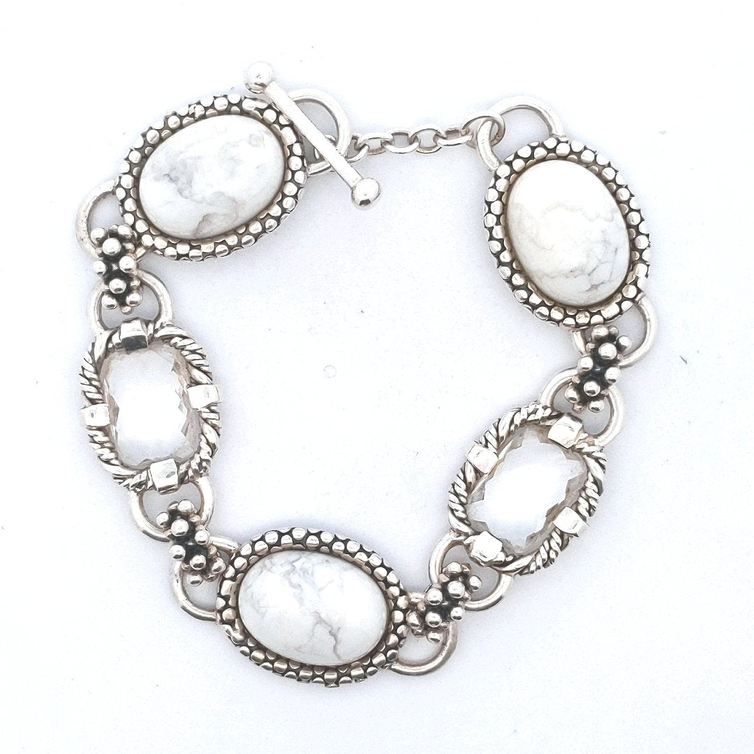 Designer Michael Dawkins Sterling Howlite Quartz Toggle Bracelet