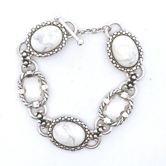 Designer Michael Dawkins Sterling Howlite Quartz Toggle Bracelet