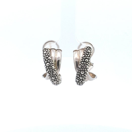 Designer $150 Sterling Silver Michael Dawkins Beaded Crossover Earrings