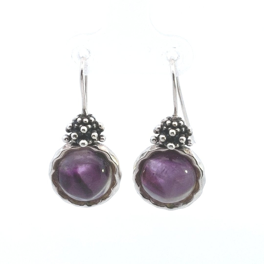 Designer $100 Michael Dawkins Sterling Purple Flourite Earrings