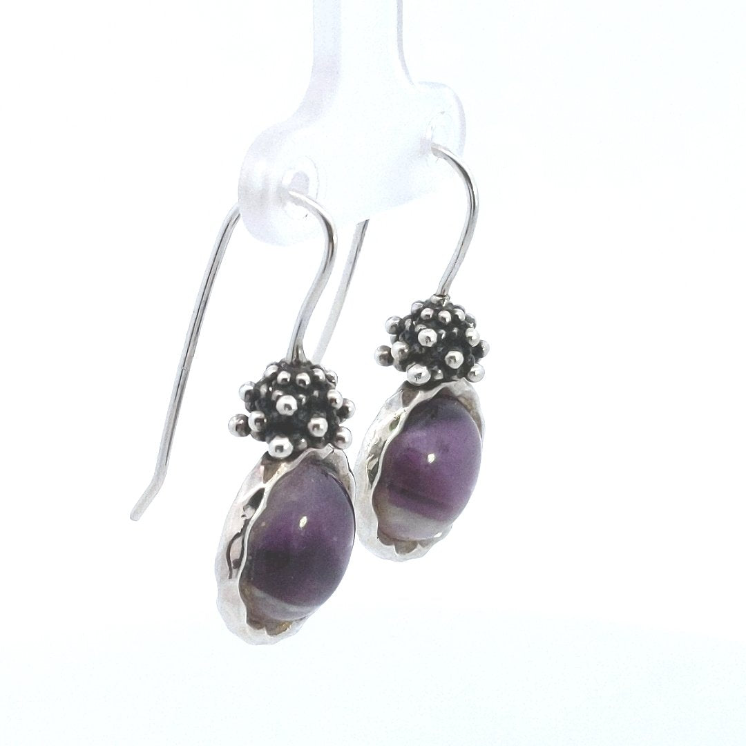 Designer $100 Michael Dawkins Sterling Purple Flourite Earrings