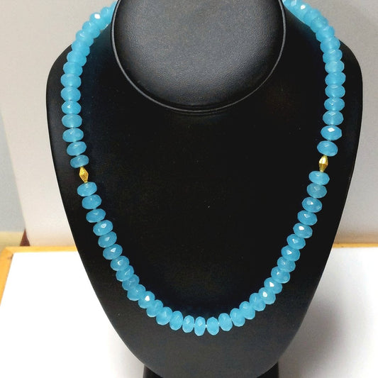 20K Yellow Gold Gabriela Salazar Faceted Blue Chalcedony Necklace