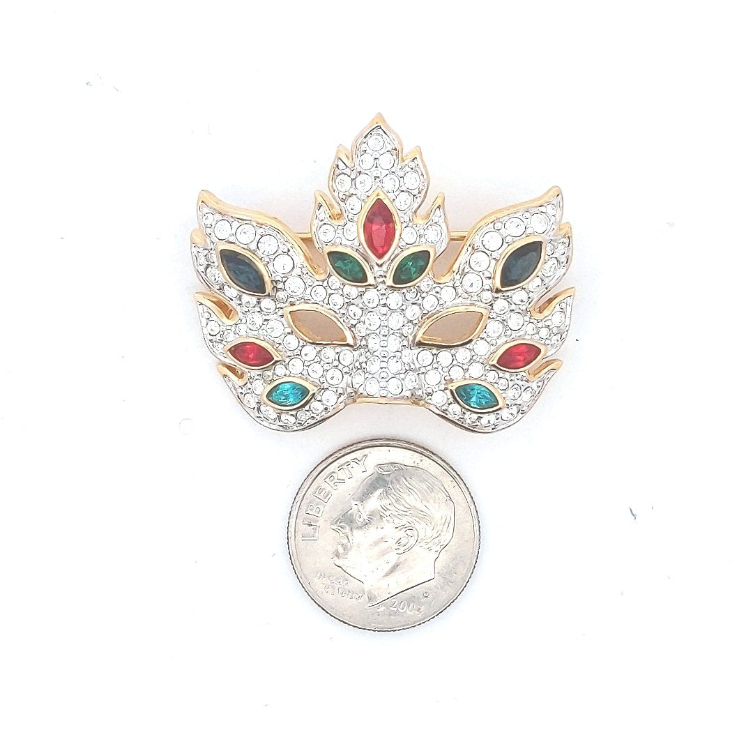 Designer $180 Swarovski Crystal Mardi Gras Retired Pin