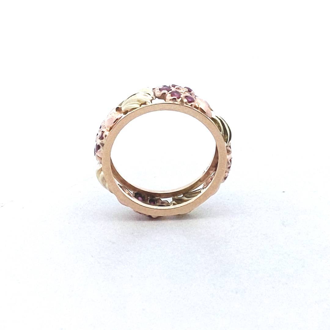 Vintage 14K Two Tone Gold Retro Ruby Eternity Band