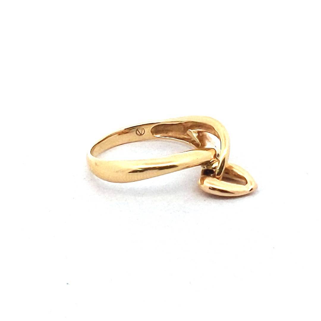 Vintage Vendome Aoyama 18K Yellow Gold Crossover Heart Charm Ring