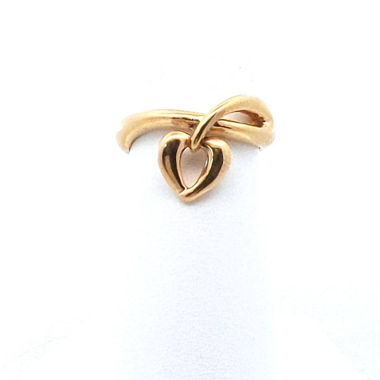 Vintage Vendome Aoyama 18K Yellow Gold Crossover Heart Charm Ring