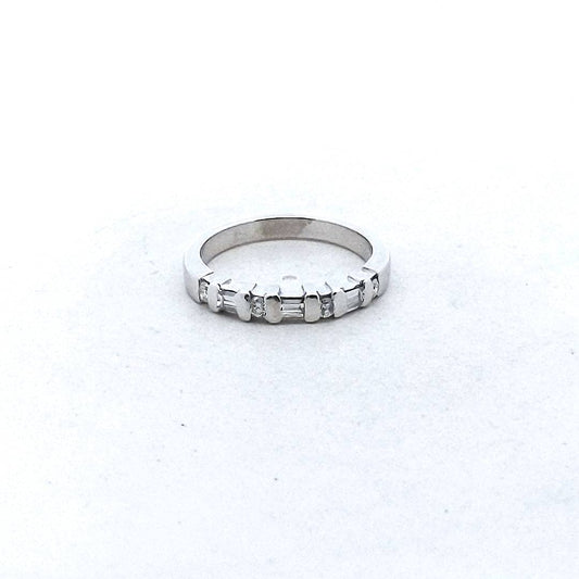 Platinum Baguette & Round Diamond Stackable Wedding Band