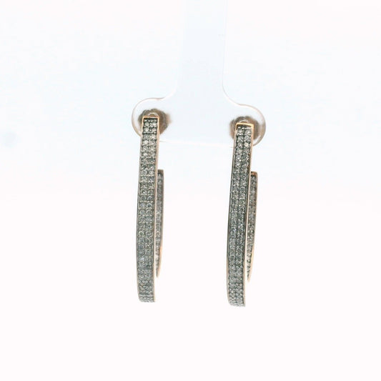 LR Jewelers 14K Rose Gold Inside-Out Diamond Eliptical Earrings