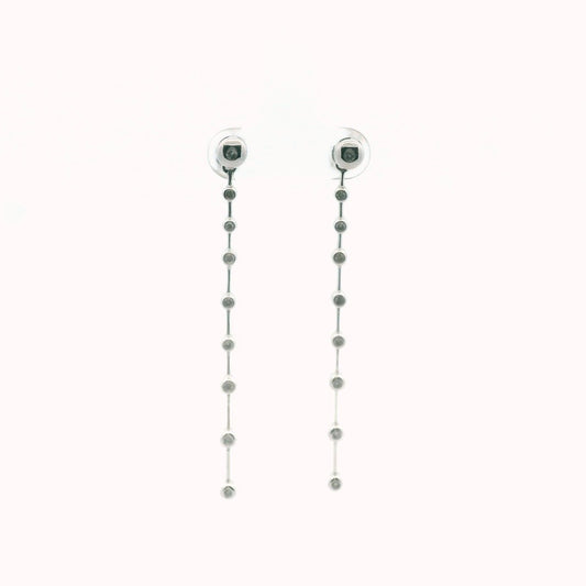 14K White Gold Diamond Knife Edge Bar Style Drop Earrings