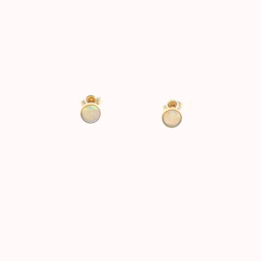 14K Yellow Gold Opal Stud Earrings