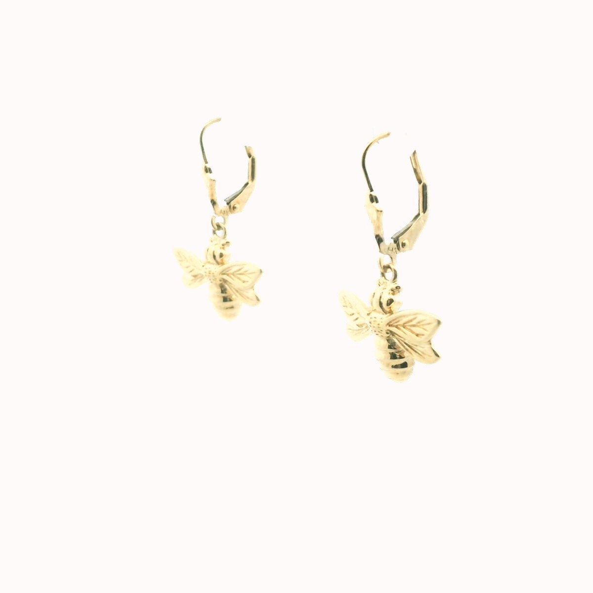 14K Yellow Gold Bee Dangle Earrings
