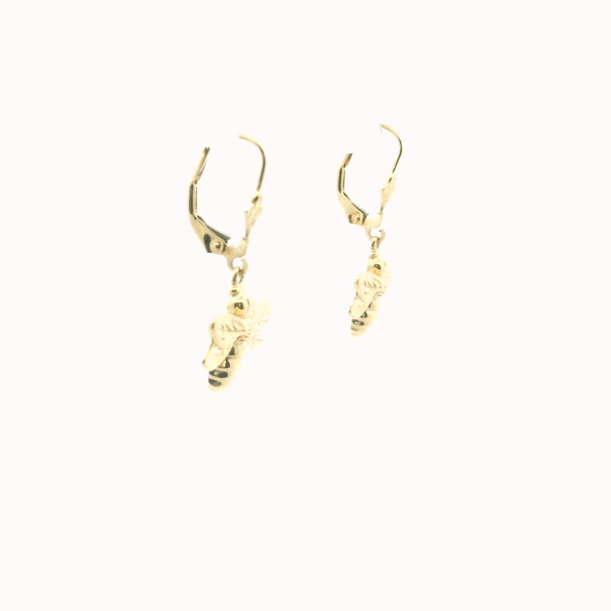 14K Yellow Gold Bee Dangle Earrings