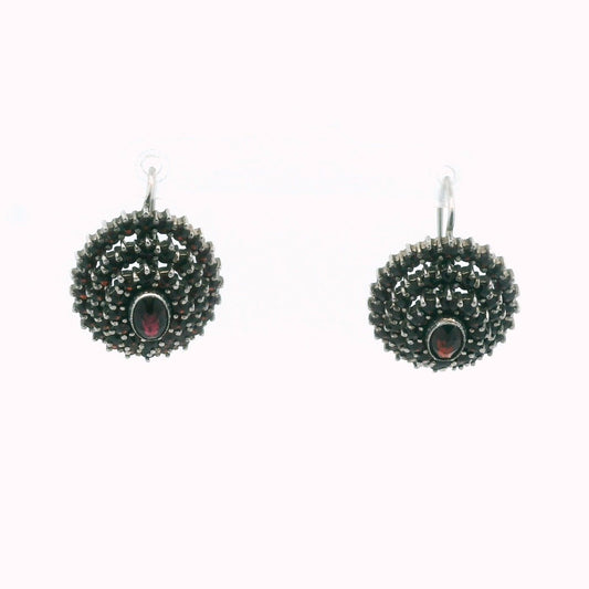 Vintage 950 Silver Bohemian Garnet Earrings
