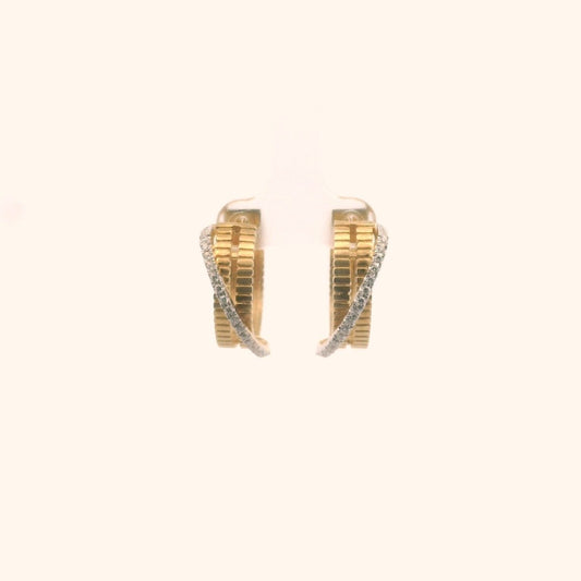 Sonia Bitton 14K Ywo Tone Gold Diamond Crossover Hoop Earrings