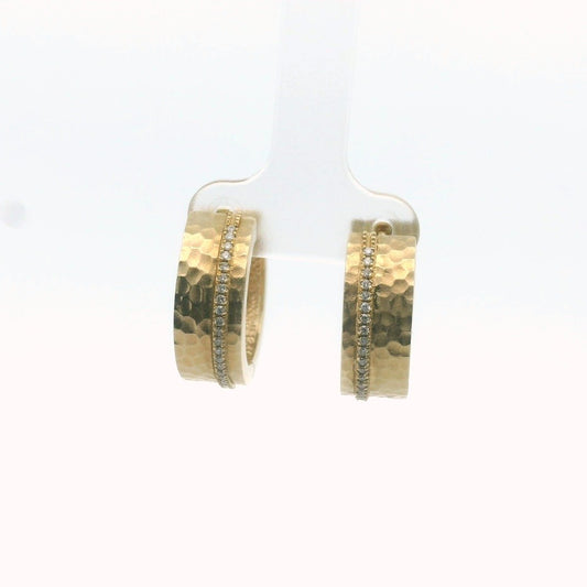 Sonia Bitton 14K Yellow Gold Galerie de Bijoux Diamond Hammered Hoops