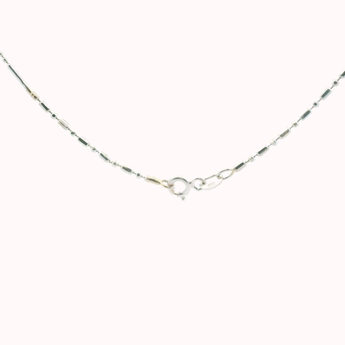 18K White Gold Diamond & Sapphire Bar & Ball Necklace