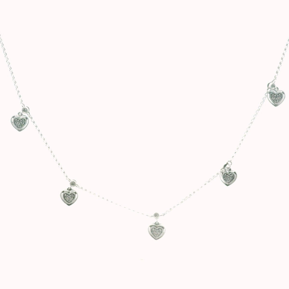 14K White Gold Diamond Milgrain Heart Necklace