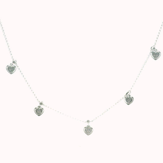 14K White Gold Diamond Milgrain Heart Necklace