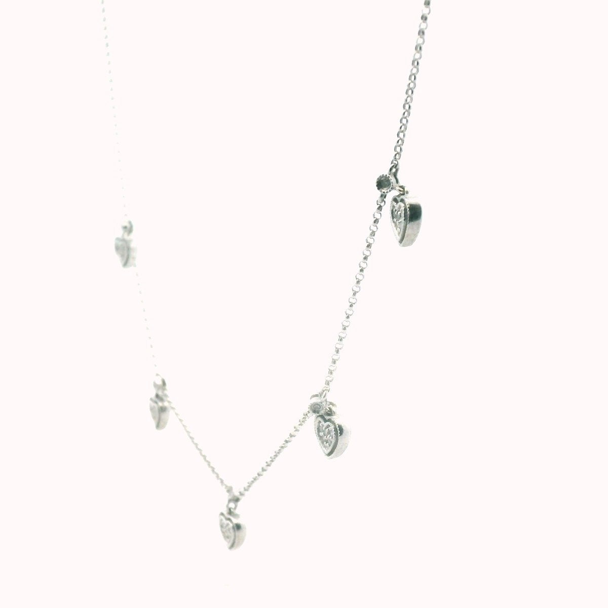 14K White Gold Diamond Milgrain Heart Necklace
