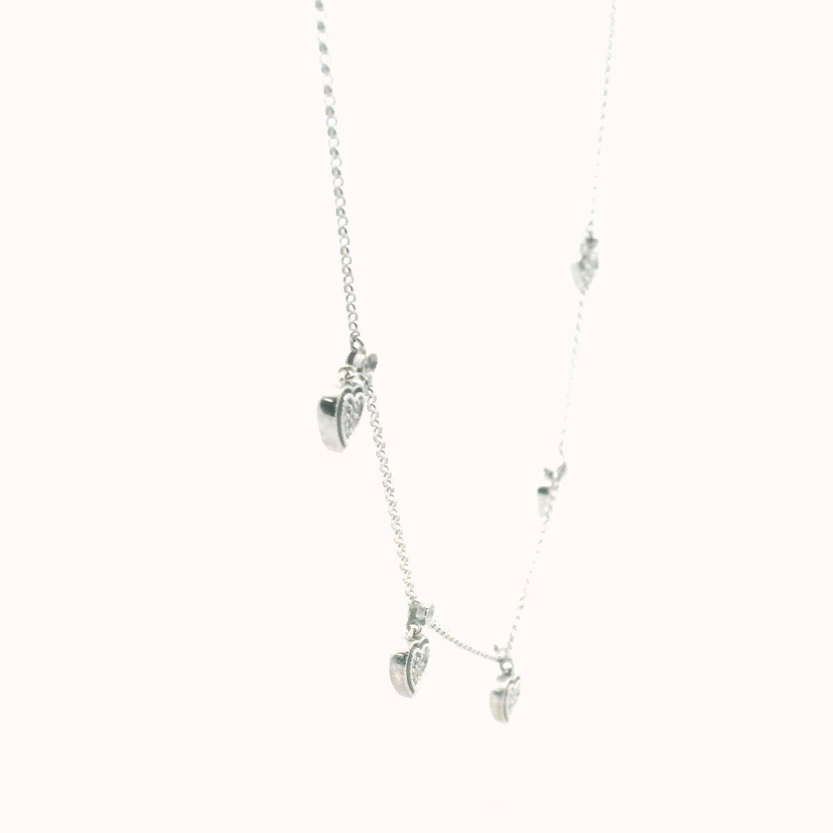 14K White Gold Diamond Milgrain Heart Necklace