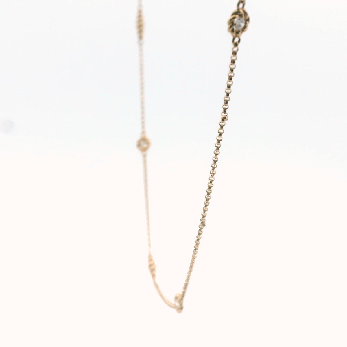 Roberto Coin 18K Rose Gold Diamond Twist Station Necklace