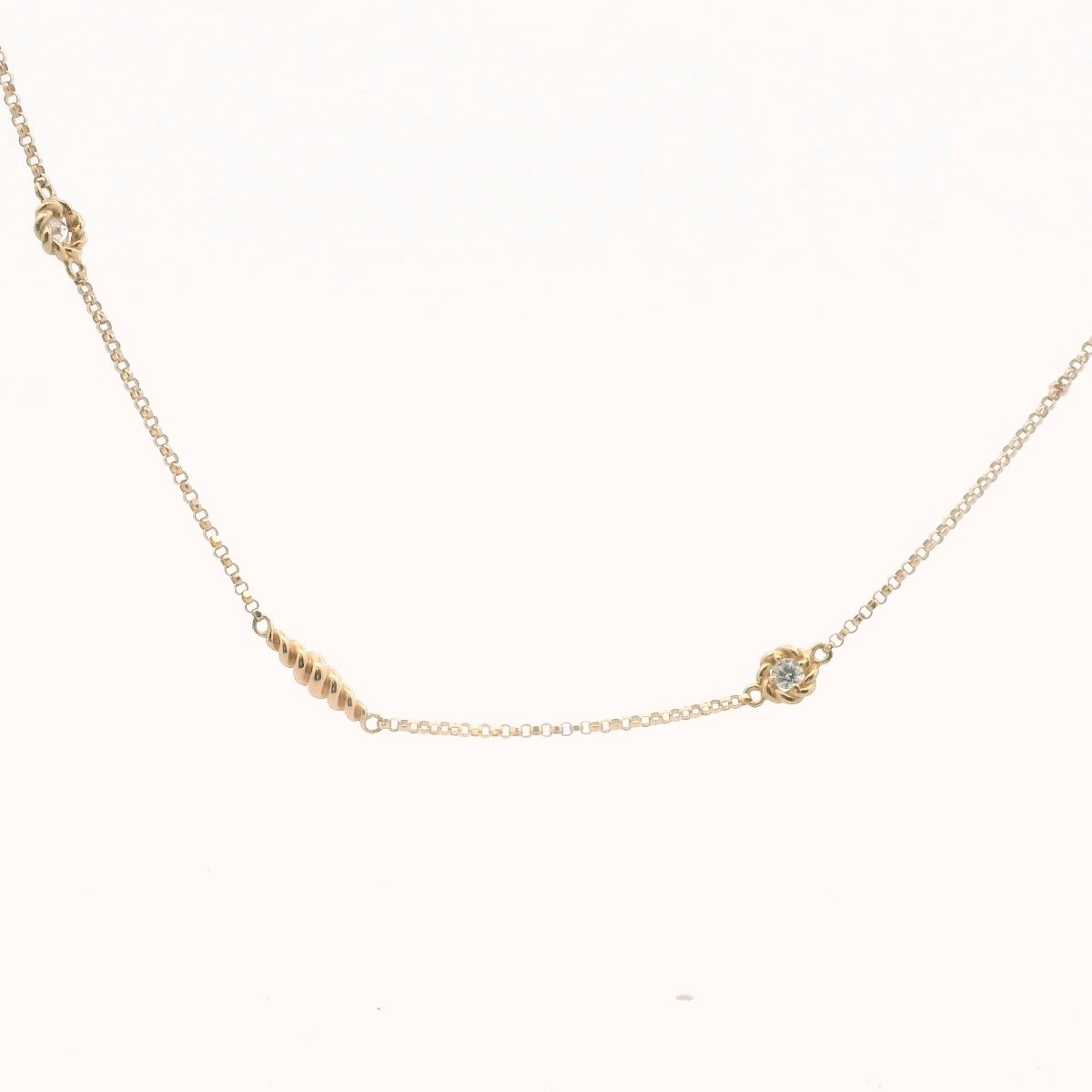 Roberto Coin 18K Rose Gold Diamond Twist Station Necklace