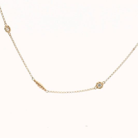 Roberto Coin 18K Rose Gold Diamond Twist Station Necklace