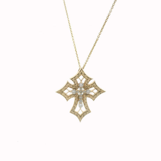 Sonia Bitton 14K Yellow Gold Diamond Cross Necklace